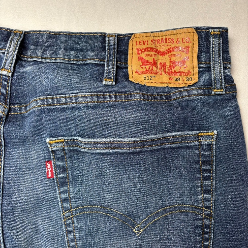 Levi's 512 Slim Taper Jeans Mens 38x30 Blue Medium Wash Denim Pants Stretch Flex